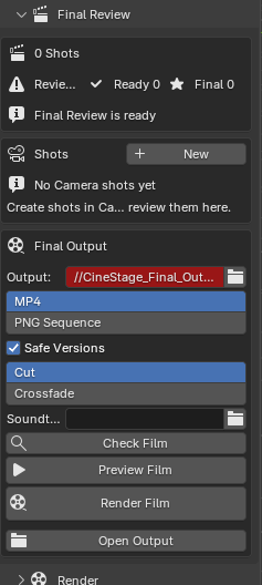 The real Final Review section inside CineStage