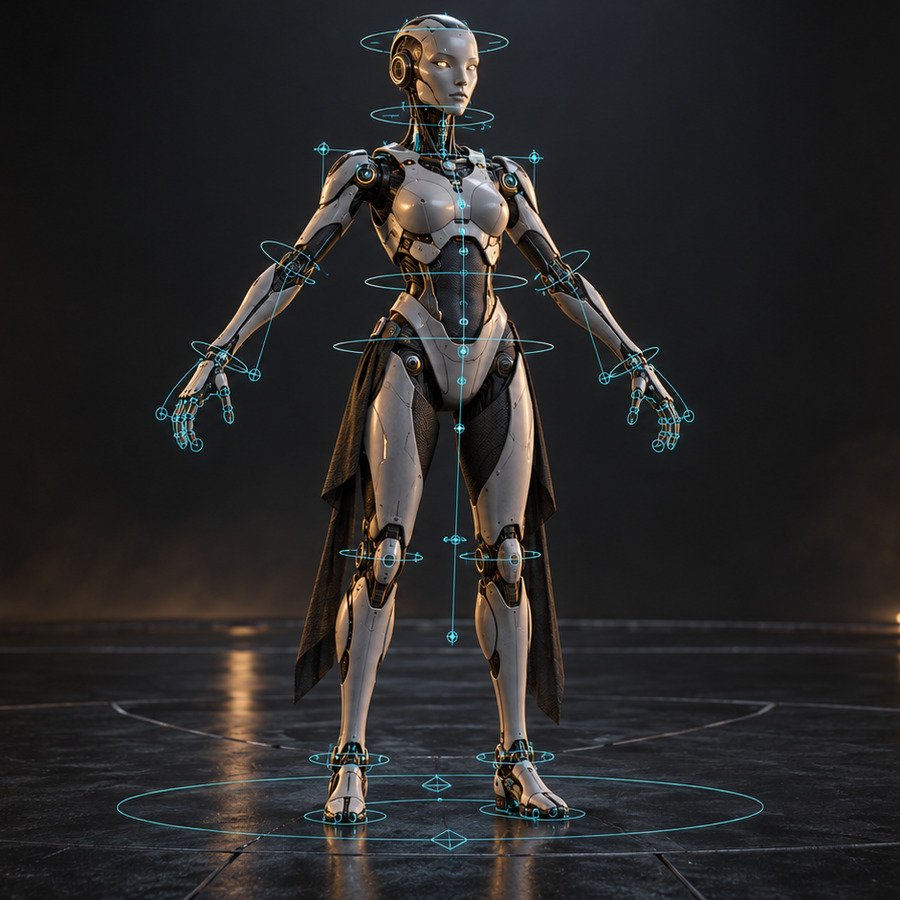 Humanoid character with a complete control rig