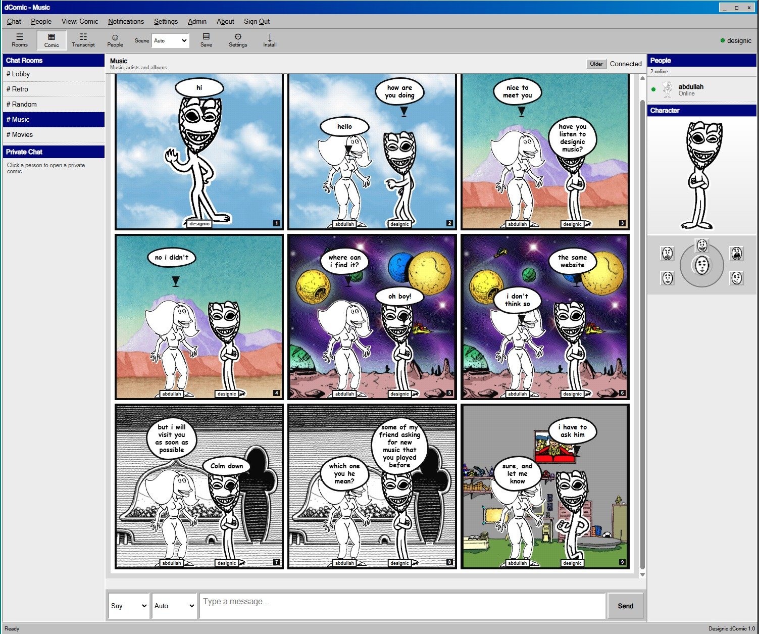 dComic live interface